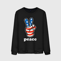 Свитшот хлопковый мужской USA peace, цвет: черный