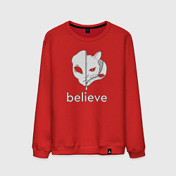 Свитшот хлопковый мужской Believe в котов инопланетян, цвет: красный