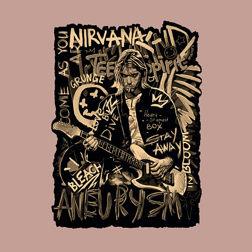 Мужской свитшот Nirvana Aneurysm / Пыльно-розовый – фото 3