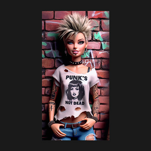 Мужской свитшот Barbie near wall - punks not dead / Черный – фото 3