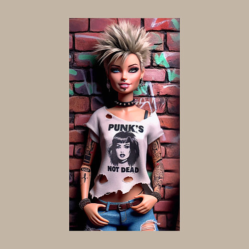 Мужской свитшот Barbie near wall - punks not dead / Миндальный – фото 3