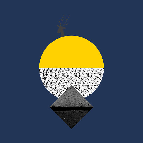 Мужской свитшот Абстракция с оленем / Тёмно-синий – фото 3