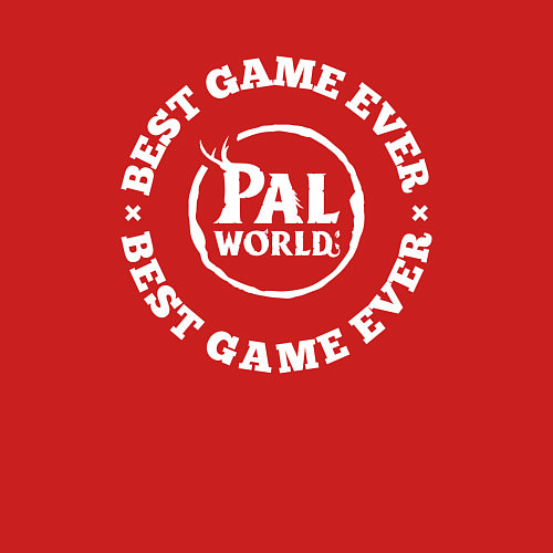 Мужской свитшот Символ Palworld и круглая надпись best game ever / Красный – фото 3