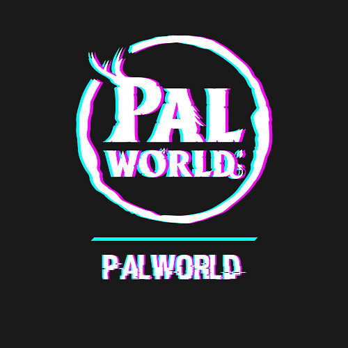 Мужской свитшот Palworld в стиле glitch и баги графики / Черный – фото 3