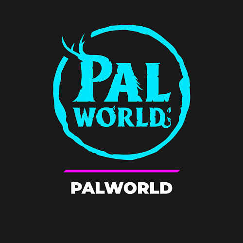 Мужской свитшот Символ Palworld в неоновых цветах / Черный – фото 3