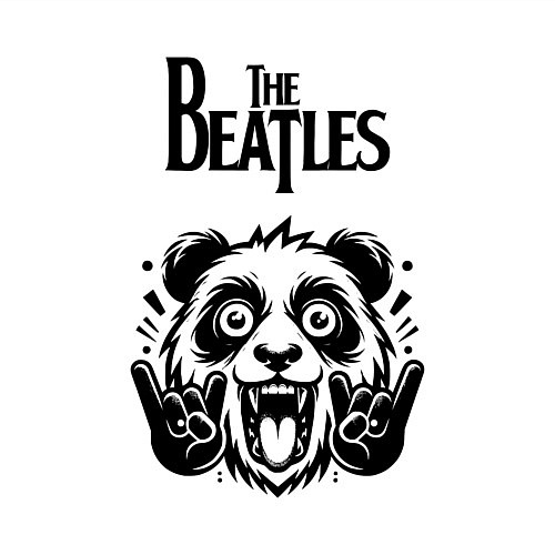 Мужской свитшот The Beatles - rock panda / Белый – фото 3