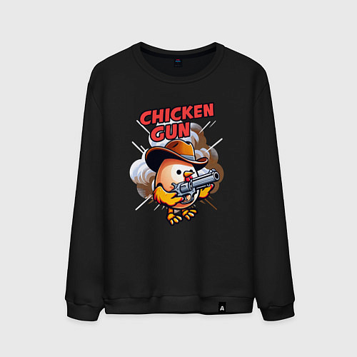 Мужской свитшот Chicken Gun - chicken / Черный – фото 1