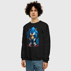 Свитшот хлопковый мужской Sonic - poster style, цвет: черный — фото 2
