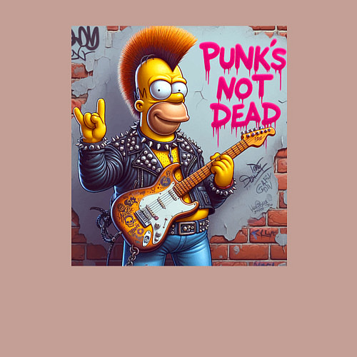 Мужской свитшот Homer Simpson - punks not dead / Пыльно-розовый – фото 3