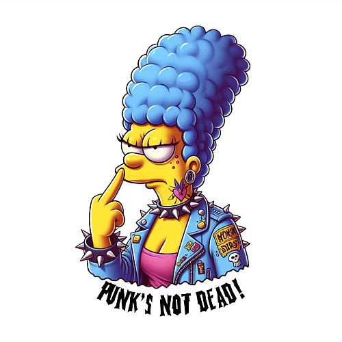 Мужской свитшот Marge Simpson - punks not dead motto / Белый – фото 3