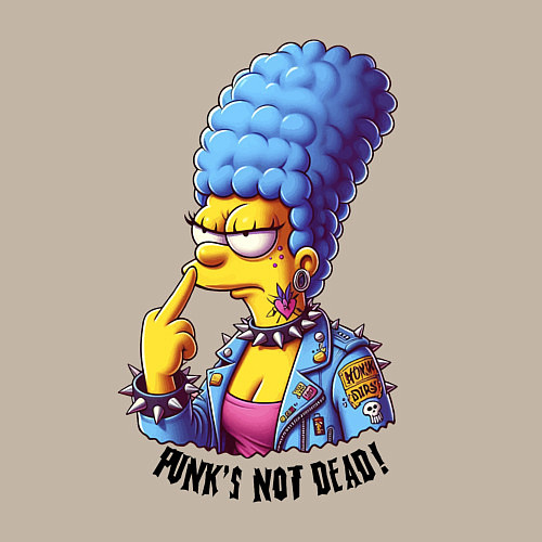 Мужской свитшот Marge Simpson - punks not dead motto / Миндальный – фото 3