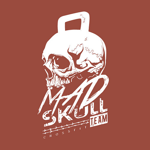 Мужской свитшот Mad skull crossfit / Кирпичный – фото 3