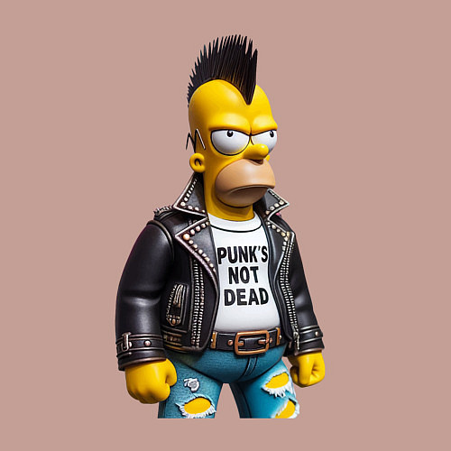 Мужской свитшот The harsh Homer Simpson - punks not dead / Пыльно-розовый – фото 3