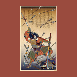 Свитшот хлопковый мужской Японский самурай с катаной и нагинатой: гравюра ук, цвет: кирпичный — фото 2