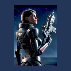 Свитшот хлопковый мужской Mass effect - character ai art, цвет: тёмно-синий — фото 2