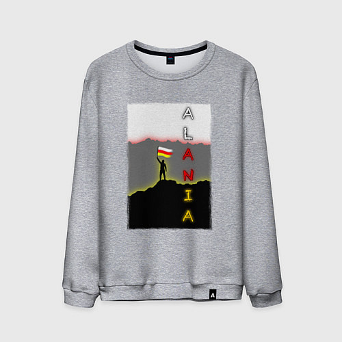 Мужской свитшот Алания человек с флагом / Меланж – фото 1