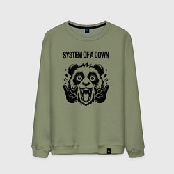 Свитшот хлопковый мужской System of a Down - rock panda, цвет: авокадо