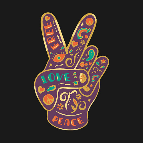 Мужской свитшот Free love peace / Черный – фото 3