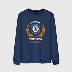 Свитшот хлопковый мужской Лого Chelsea и надпись legendary football club, цвет: тёмно-синий
