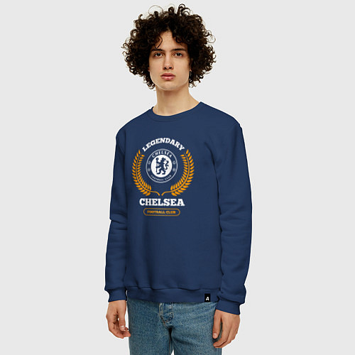Мужской свитшот Лого Chelsea и надпись legendary football club / Тёмно-синий – фото 3