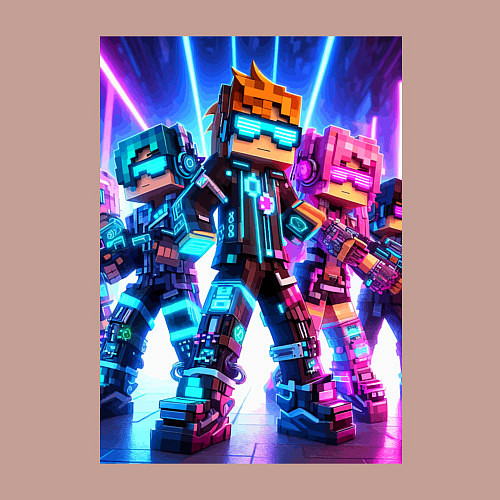 Мужской свитшот Minecraft - characters ai art / Пыльно-розовый – фото 3