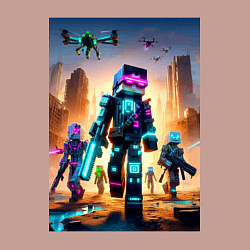Свитшот хлопковый мужской Minecraft - cyberpunk ai art fantasy, цвет: пыльно-розовый — фото 2