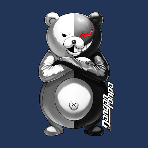 Мужской свитшот Монокума - Danganronpa / Тёмно-синий – фото 3