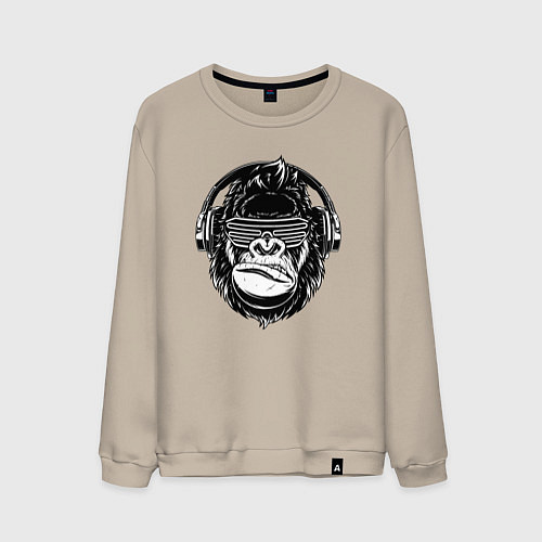 Мужской свитшот Music gorilla / Миндальный – фото 1