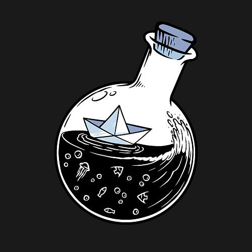 Мужской свитшот Кораблик в колбе / Черный – фото 3