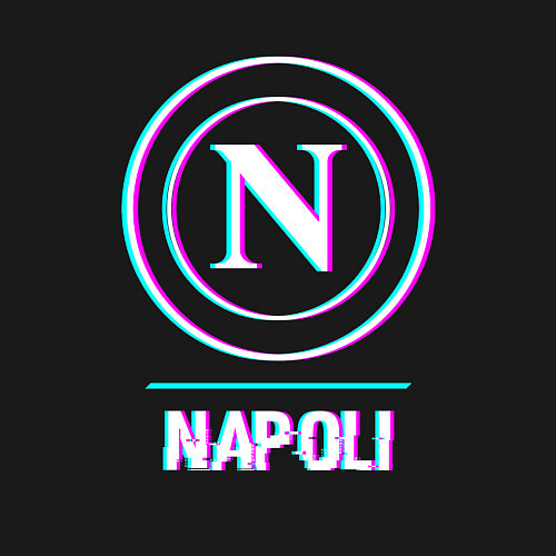 Мужской свитшот Napoli FC в стиле glitch / Черный – фото 3