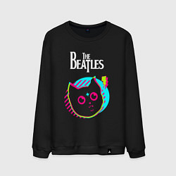 Свитшот хлопковый мужской The Beatles rock star cat, цвет: черный