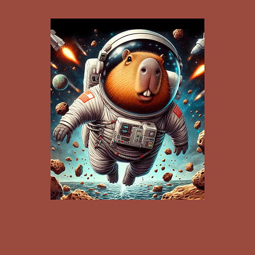 Мужской свитшот Capybara is a brave cosmonaut / Кирпичный – фото 3