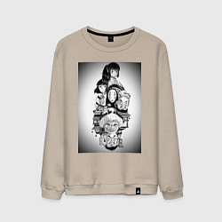 Свитшот хлопковый мужской Унесённые призраками Тихиро Огино Хаку, цвет: миндальный