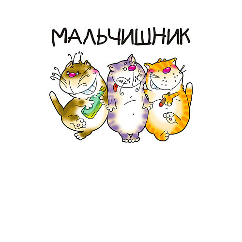 Мужской свитшот Мальчишник полосатые коты / Белый – фото 3