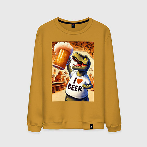 Мужской свитшот I love beer - ai art / Горчичный – фото 1