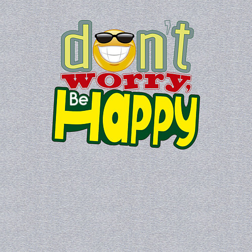 Мужской свитшот Dont worry be happy - цветная надпись и смайл / Меланж – фото 3