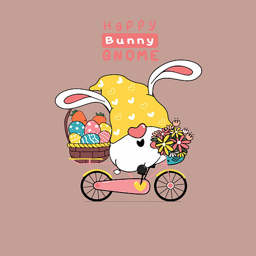 Мужской свитшот Пасхальный гном на велосипеде / Пыльно-розовый – фото 3