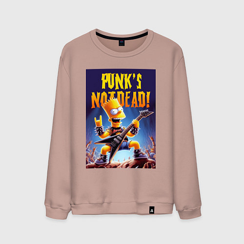 Мужской свитшот Bart Simpson - punks not dead / Пыльно-розовый – фото 1