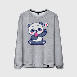 Свитшот хлопковый мужской Ice cream panda, цвет: меланж