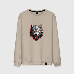 Свитшот хлопковый мужской Злой и страшный серый волк, цвет: миндальный