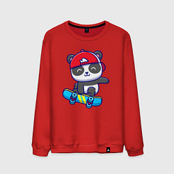 Свитшот хлопковый мужской Panda skater, цвет: красный