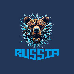 Свитшот хлопковый мужской Russian bear head, цвет: тёмно-синий — фото 2