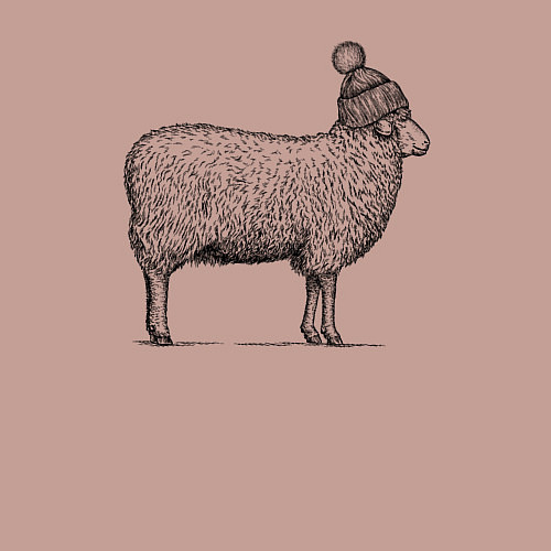 Мужской свитшот Овца в шапке с помпоном / Пыльно-розовый – фото 3