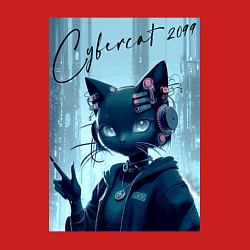 Свитшот хлопковый мужской Cybercat 2099 - ai art, цвет: красный — фото 2