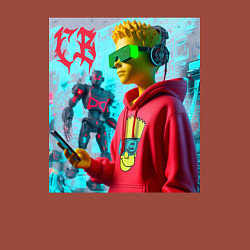 Свитшот хлопковый мужской Bart Simpson - cyberpunk ai art, цвет: кирпичный — фото 2