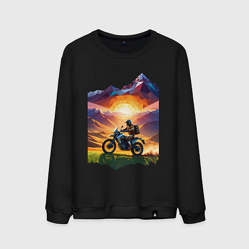 Мужской свитшот Мотопутешествие в горы / Черный – фото 1