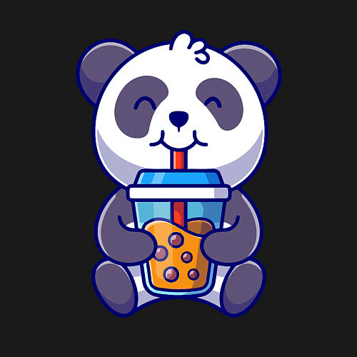 Мужской свитшот Drinking panda / Черный – фото 3