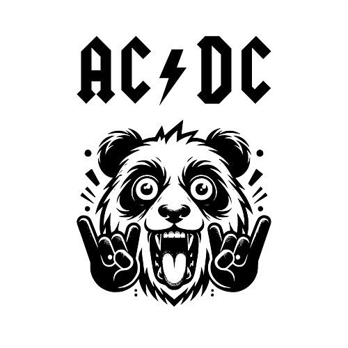 Мужской свитшот AC DC - rock panda / Белый – фото 3