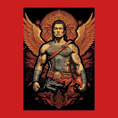 Мужской свитшот Боец и крылья / Красный – фото 3