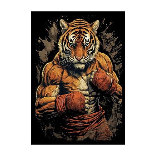 Мужской свитшот Муай Тай тигр / Белый – фото 3